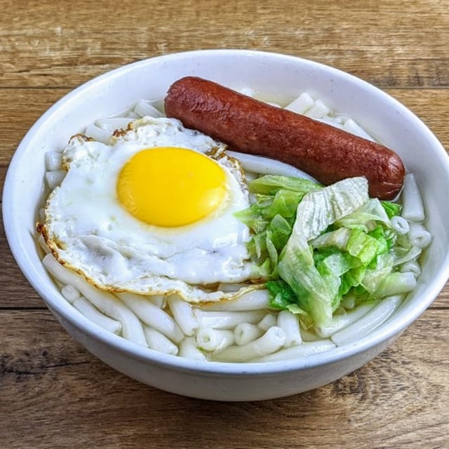 Choice of Meat + Egg Macaroni Noodle Soup.